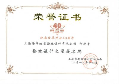 何艷平榮獲“勘察設(shè)計之星提名獎”